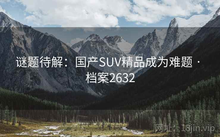 谜题待解：国产SUV精品成为难题 · 档案2632