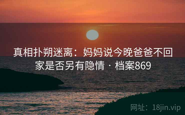 真相扑朔迷离：妈妈说今晚爸爸不回家是否另有隐情 · 档案869